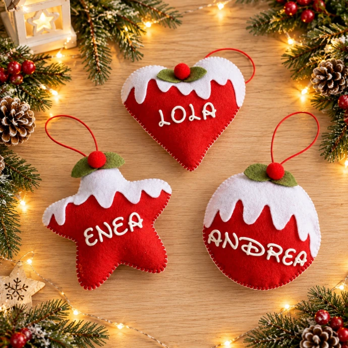 Decorazione albero con neve